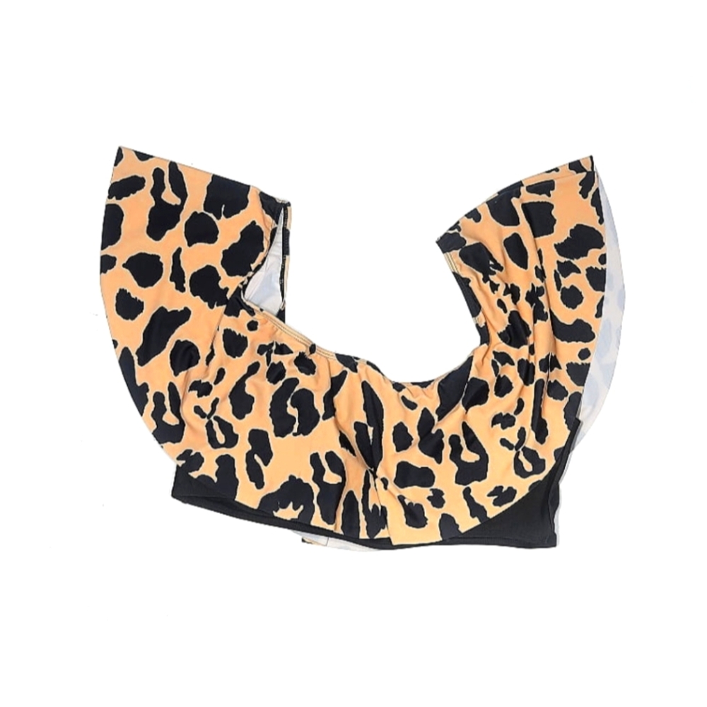 Leopard Print Off-Shoulder Bikini Top